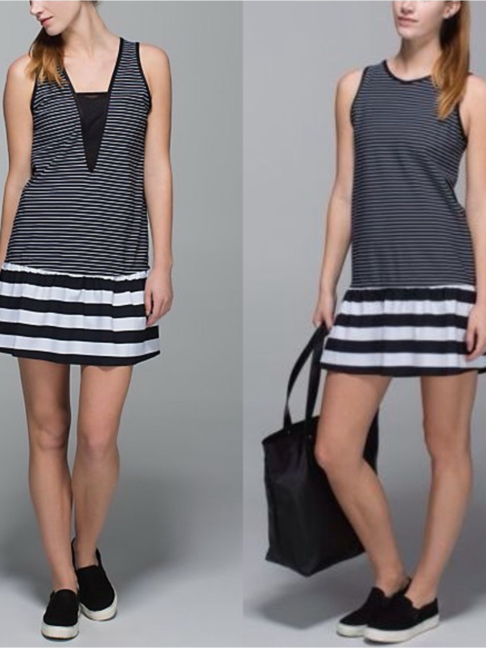 Lululemon Both Ways Dress Sz 10 In Parallel Stripe / Black